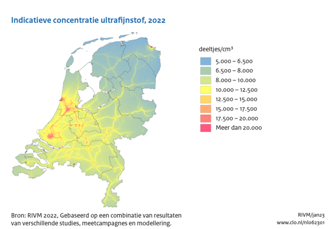 Kaart ultrafijnstof CLO RIVM