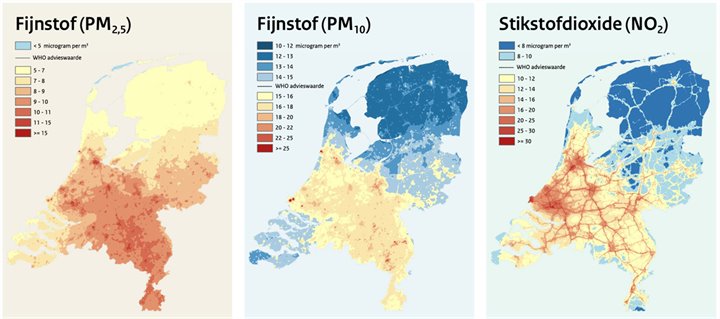 Kaarten luchtkwaliteit Nederland 2021